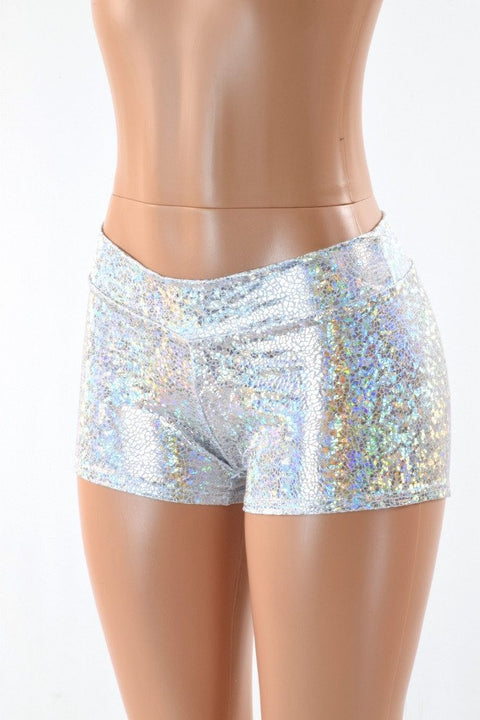 Shattered Glass Lowrise Shorts in Silver/White - Coquetry Clothing