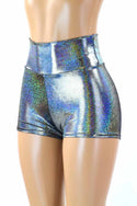 Silver Holographic High Waist Shorts - 2