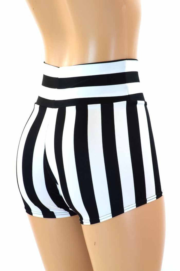 Striped High Waist Shorts - 4