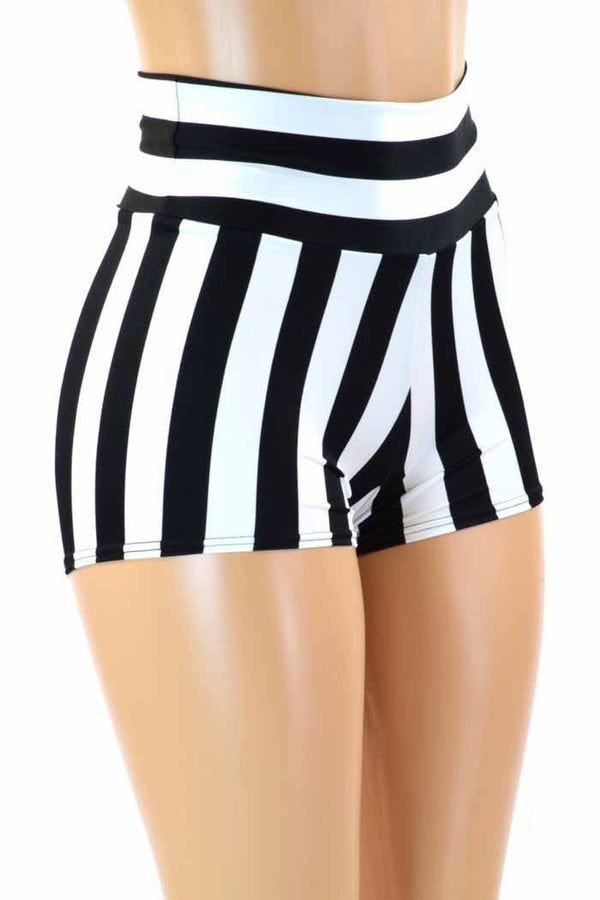 Striped High Waist Shorts - 2