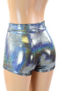 Silver Holographic Mid Rise Shorts - 4