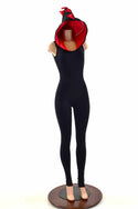 Black & Red Hooded Catsuit - 6