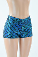 Turquoise Mid Rise Mermaid Shorts - 3