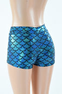 Turquoise Mid Rise Mermaid Shorts - 2