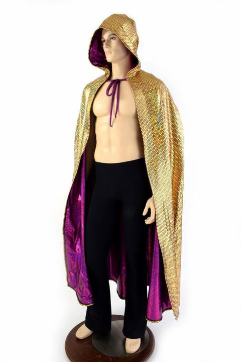 Gold & Fuchsia Reversible Hooded Cape - Coquetry Clothing