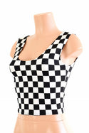 Black and White Checkered Crop Tank Top - 1