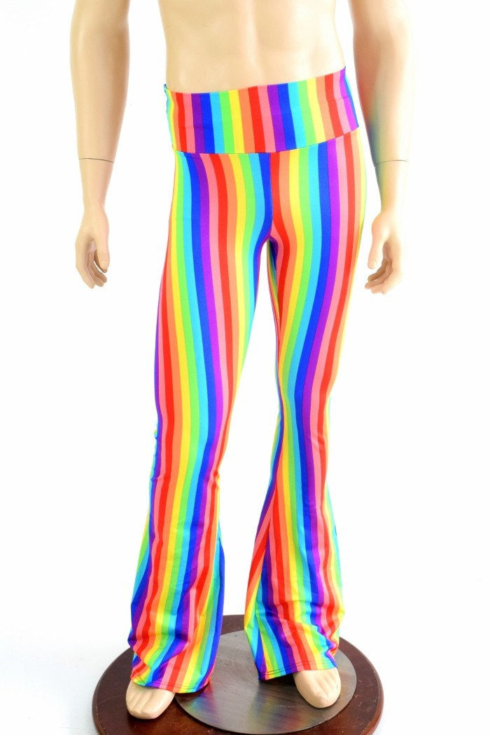 Mens Rainbow Stripe Bootcut Pants