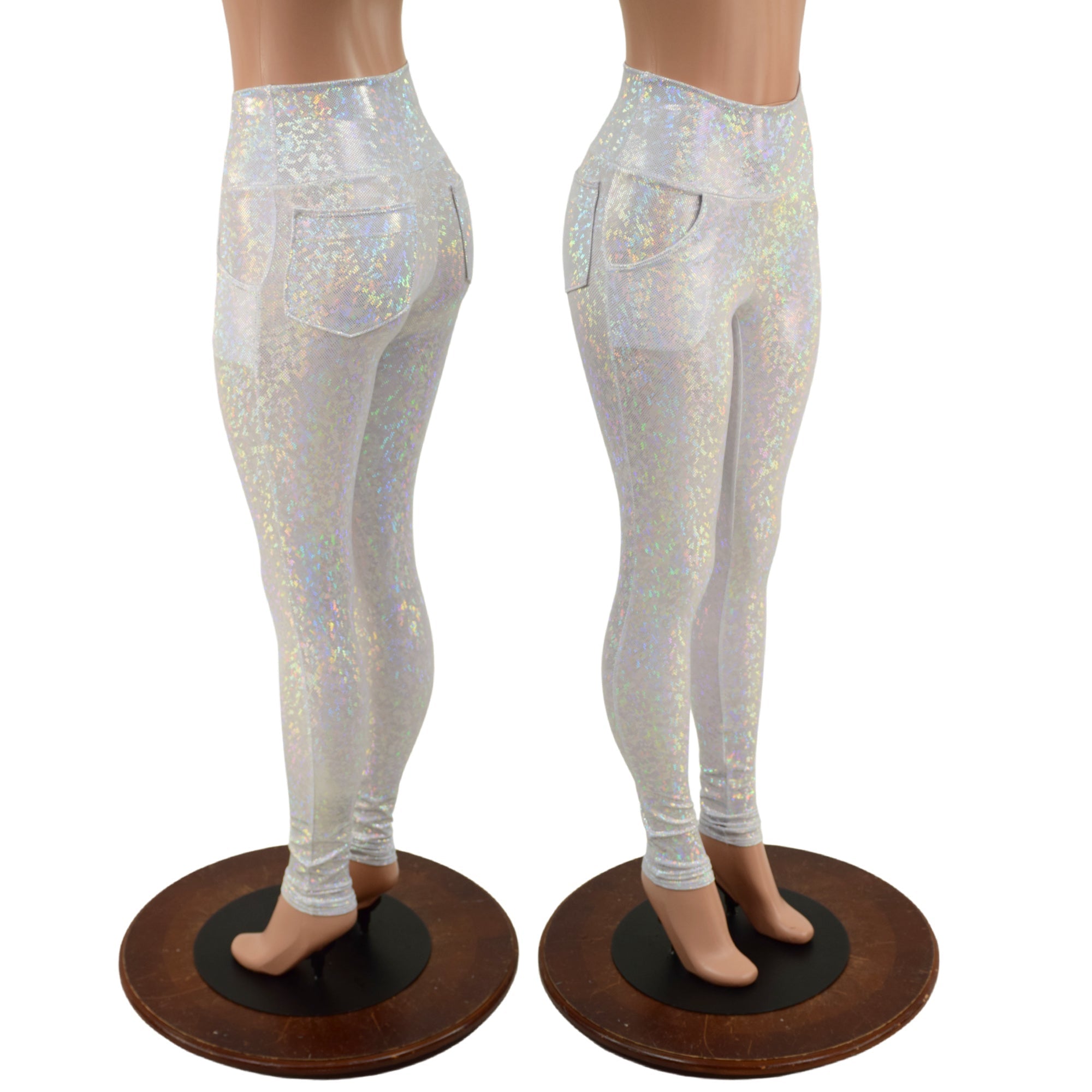 White sparkly outlet leggings