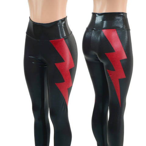High Waist Leggings with Lightning Bolts - Coquetry Clothing