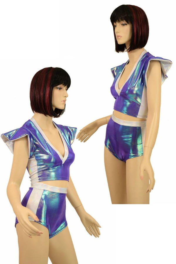 2PC Crop Top and Siren Shorts Set - 1