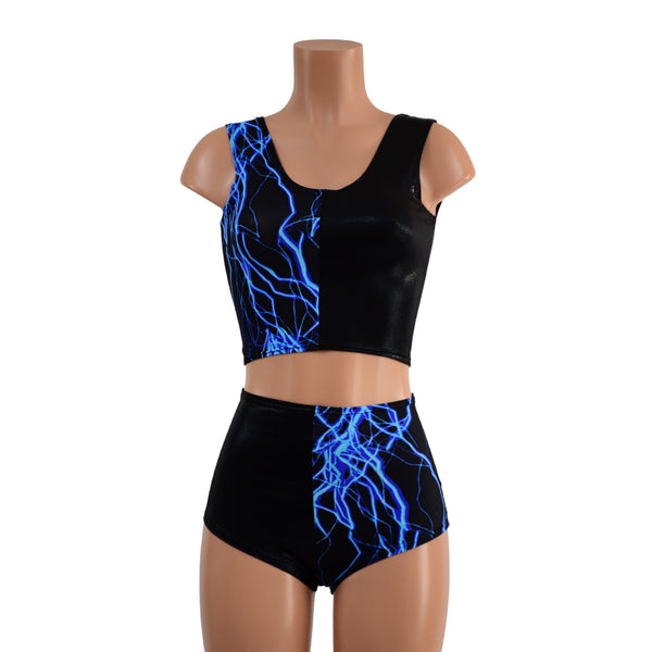 2PC Crop Top and Siren Shorts Set - 1