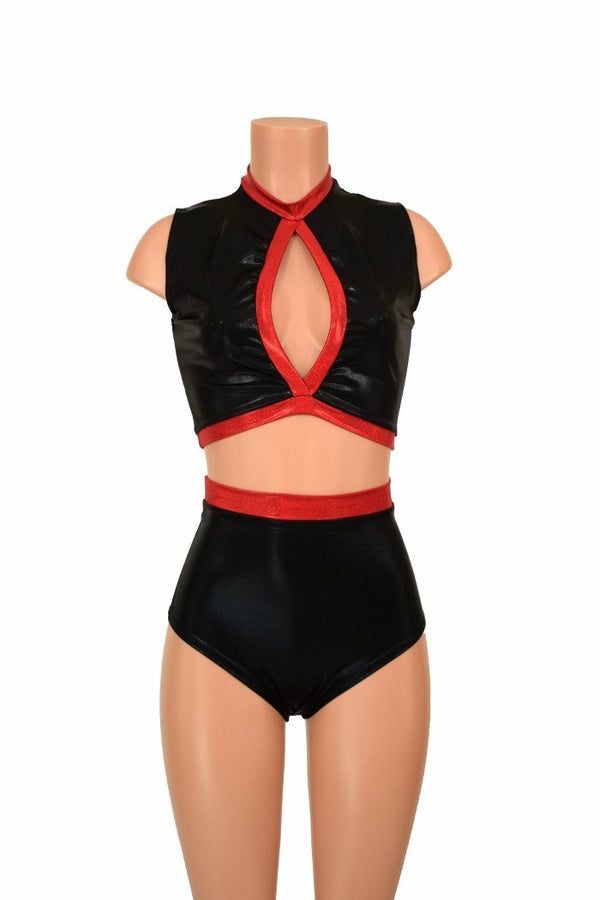 2PC Keyhole Top and Siren Shorts Set - 2