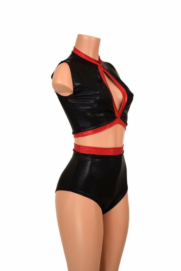 2PC Keyhole Top and Siren Shorts Set - 3