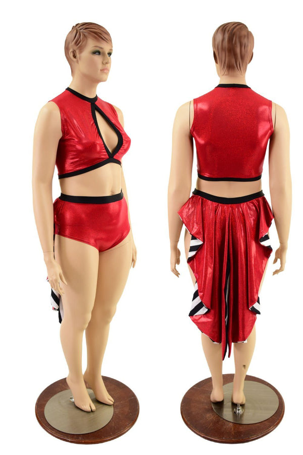 2PC Keyhole Top & Tuxedo Siren Shorts Set - 1