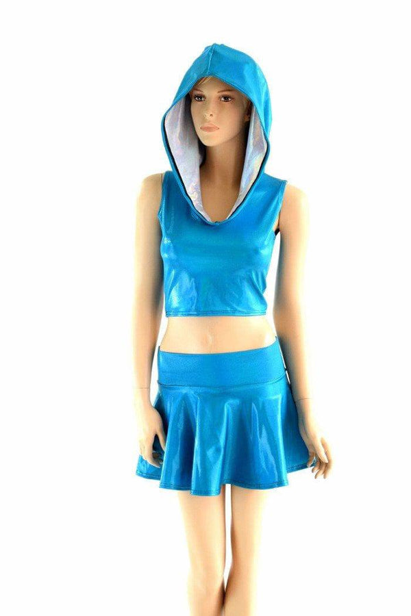 2PC Sleeveless Hoodie & Rave Skirt Set - 1