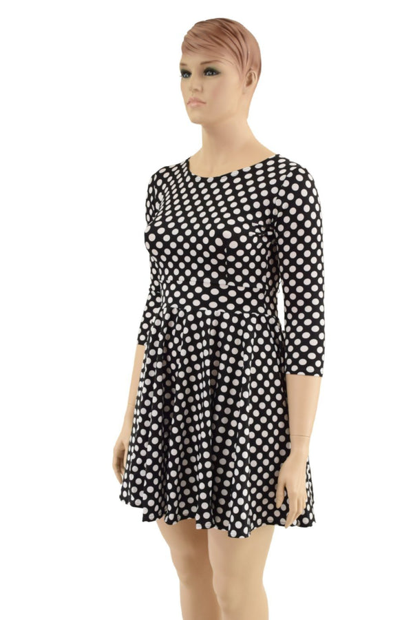 3/4 Sleeve Crew Neck Skater Dress with POCKETS - 2