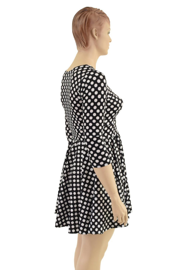 3/4 Sleeve Crew Neck Skater Dress with POCKETS - 5