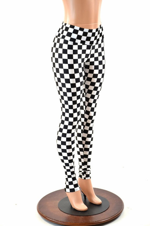 Black & White Checkered Leggings - Coquetry Clothing