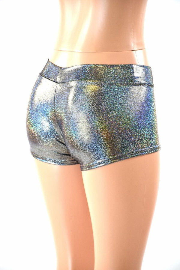 Lowrise Shorts in Silver Holographic - 2