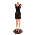 Black Mesh Tank Dress with Double Laceup - 3
