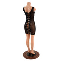 Black Mesh Tank Dress with Double Laceup - 5