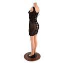 Black Mesh Tank Dress with Double Laceup - 6