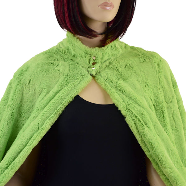 Avocado Minky Faux Fur Cape with Snap Collar - 2