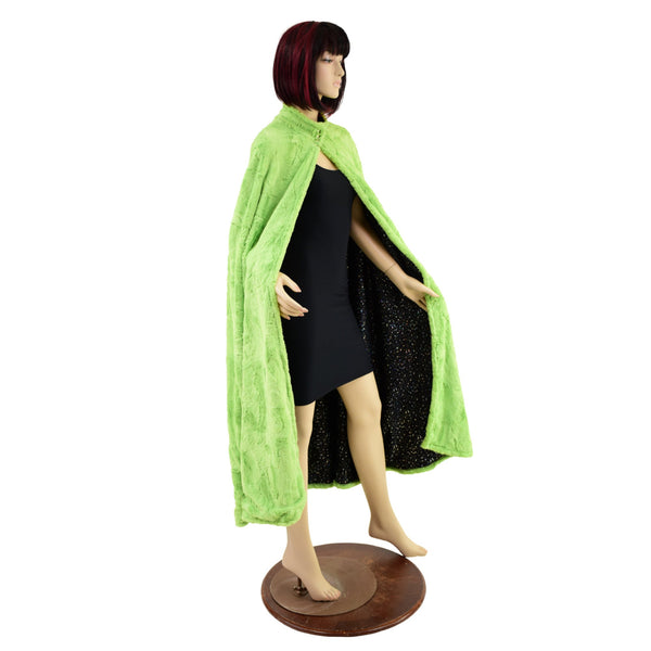 Avocado Minky Faux Fur Cape with Snap Collar - 4
