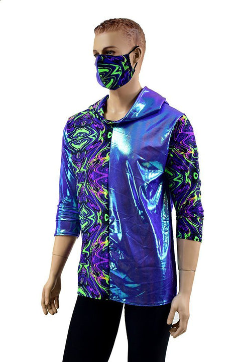 Mens 3/4 Sleeve Hoodie & Mask Set - Coquetry Clothing