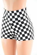 Checkered High Waist Shorts - 5