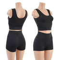 Smooth Black Spandex High Waist Shorts OR Top READY to SHIP - 1