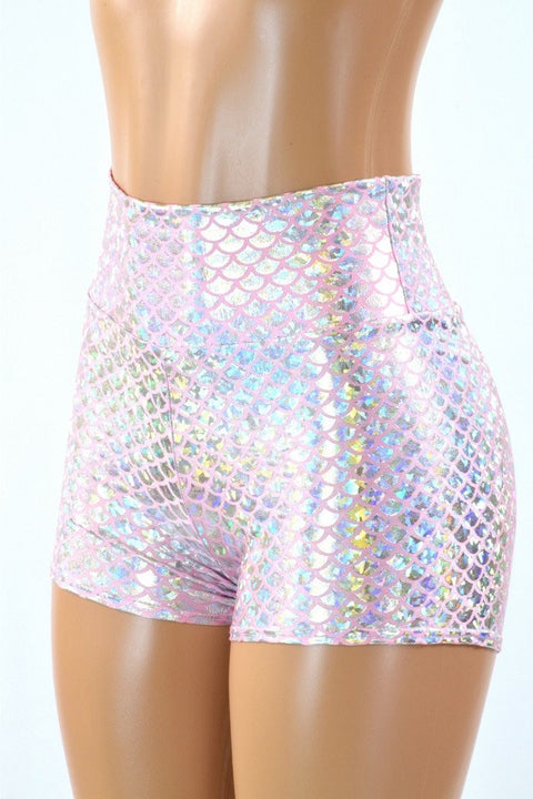 Pink Mermaid High Waist Shorts - Coquetry Clothing