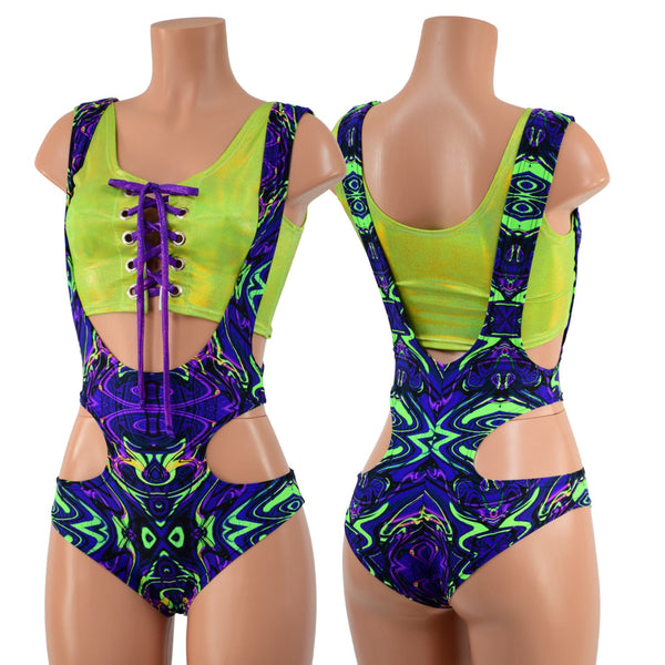 2PC Hipnotic Suspender Romper Set - 1