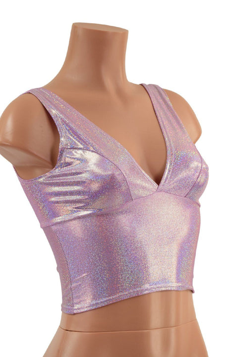 Midi Length Starlette Bralette in Lilac Holographic - Coquetry Clothing