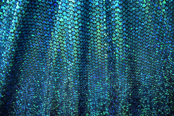 Aquamarine Fish Scale High Waist Mermaid Bell Bottom Flares - 5