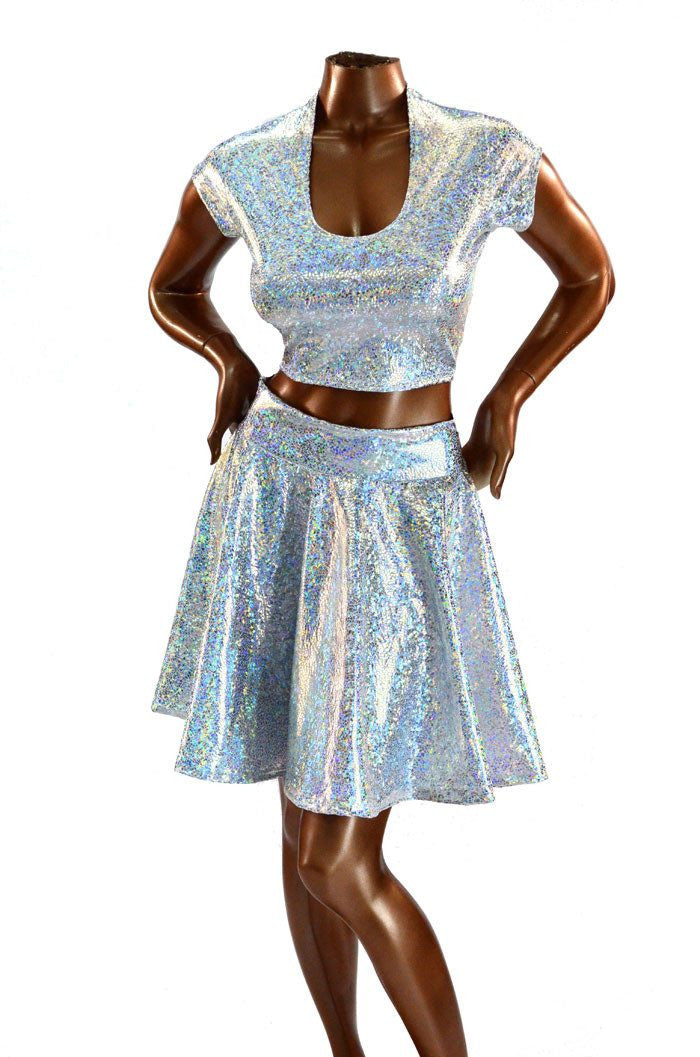 Silver holographic hotsell skirt and top