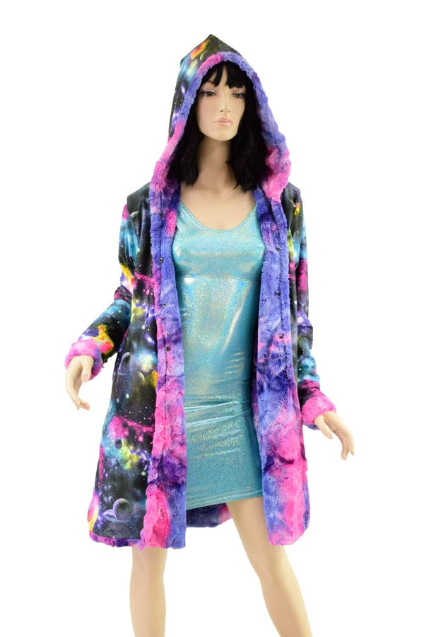 Minky A Line Reversible Coat in Razzle Dazzle and Galaxy - 5