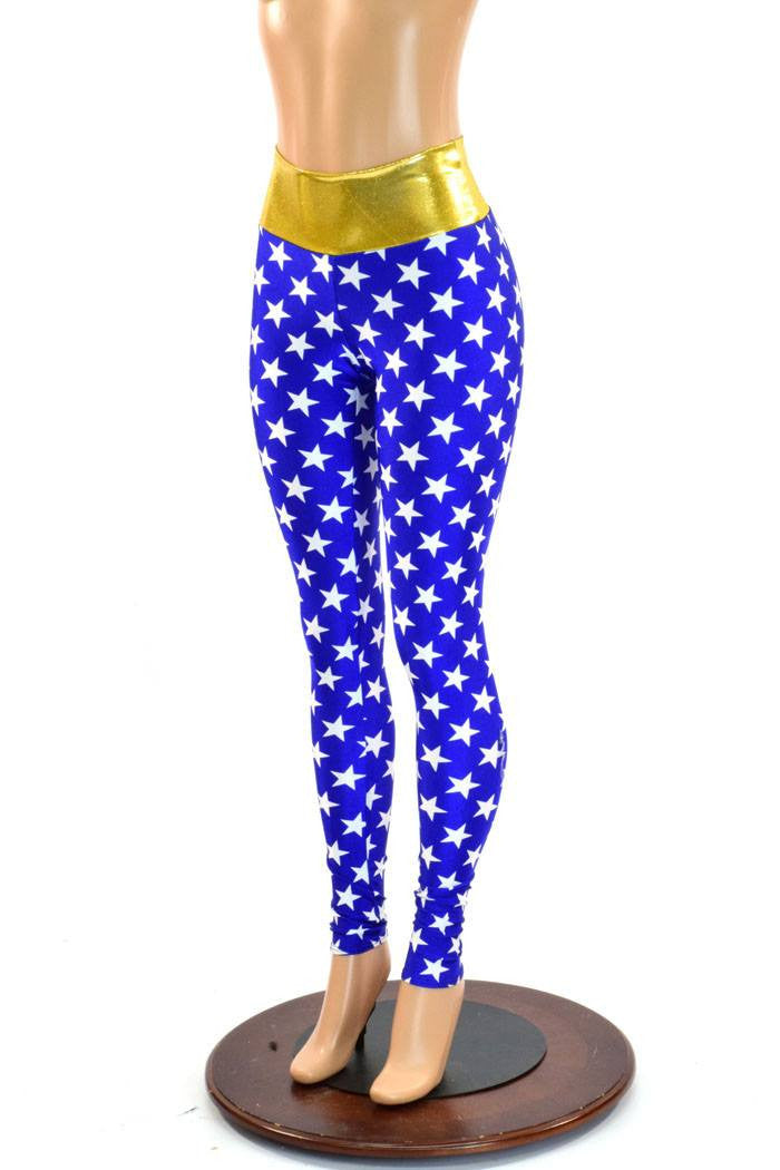 Blue & White Star Boot Cut Leggings