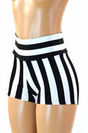 Striped High Waist Shorts - 1