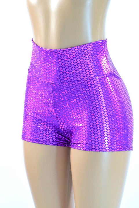 Purple High Waist Mermaid Shorts - Coquetry Clothing