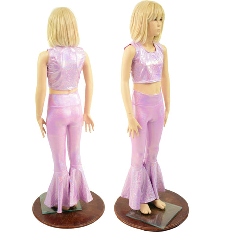 Girls Lilac Holographic Flares & Top Set - Coquetry Clothing