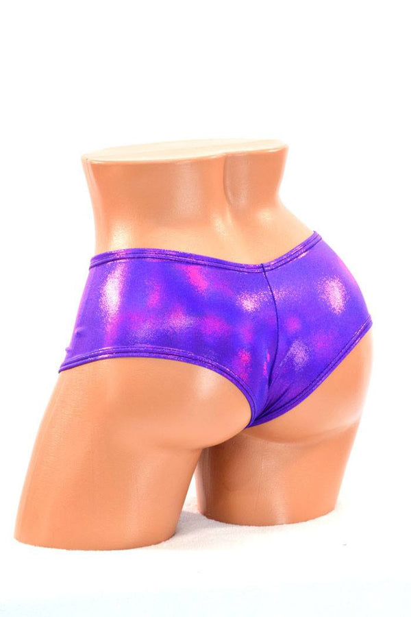 Purple Holographic Cheeky booty Shorts - 1