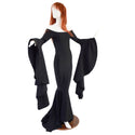 Black Zen Morticia Gown with Off Shoulder Neckline & Sorceress Sleeves - 1