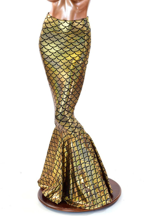 Gold Mermaid High Waist Skirt - Coquetry Clothing