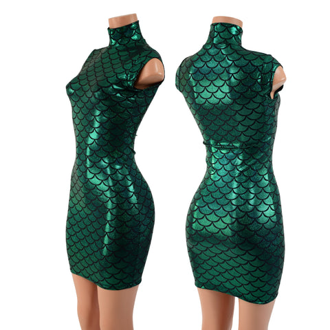 Celia Dress in Green Dragon Scale - Coquetry Clothing