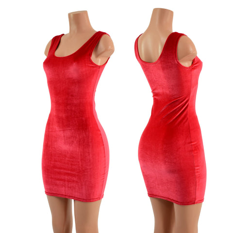 Holly Berry Red Velvet Tank Dress READY to SHIP - Coquetry Clothing