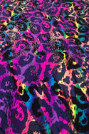 UV Glow Rainbow Leopard Print Spandex Fabric - 1
