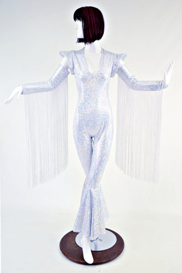 Bell Bottom Catsuit with 30" Long Fringe Arm Warmers - 1