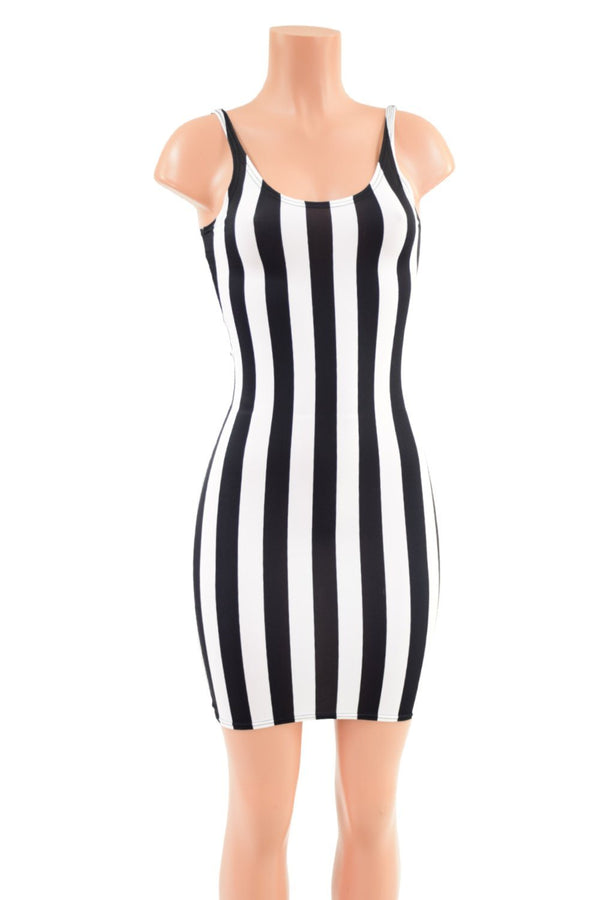Black and white striped Thin Strap Tank Dress - 2