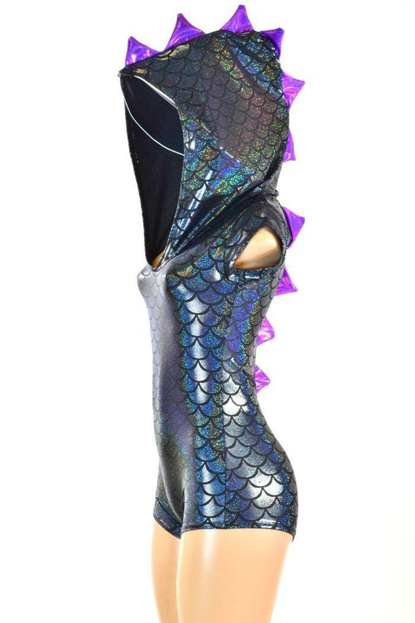 Black Dragon Romper with Purple Spikes - 1